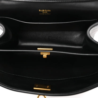 Natural Smooth Calfskin Mini Rodeo Top Handle Handbag Black
