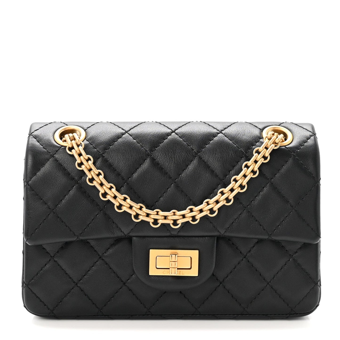 Aged Calfskin Quilted 2.55 Reissue Mini Flap Black