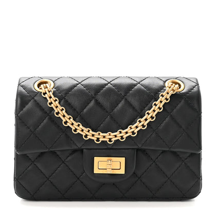Aged Calfskin Quilted 2.55 Reissue Mini Flap Black