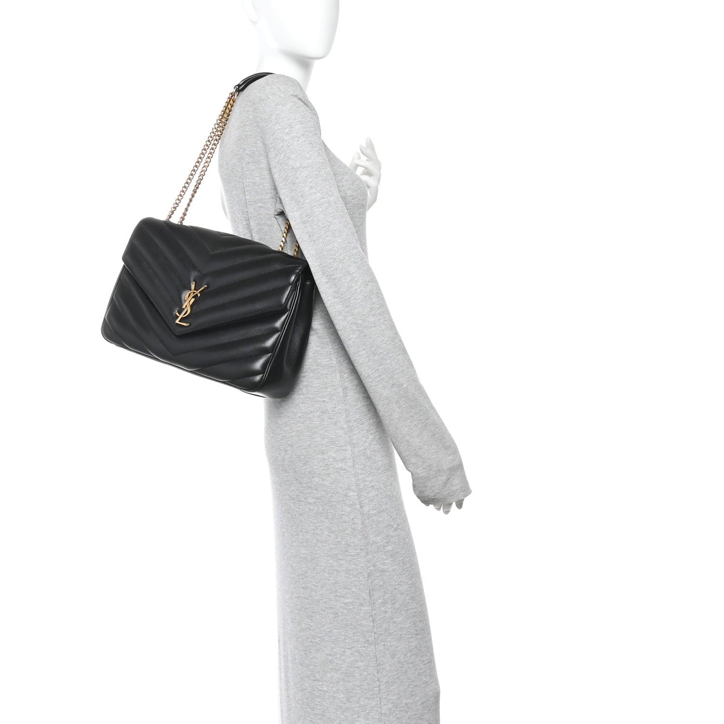 Lambskin Quilted Monogram Large Loulou Black