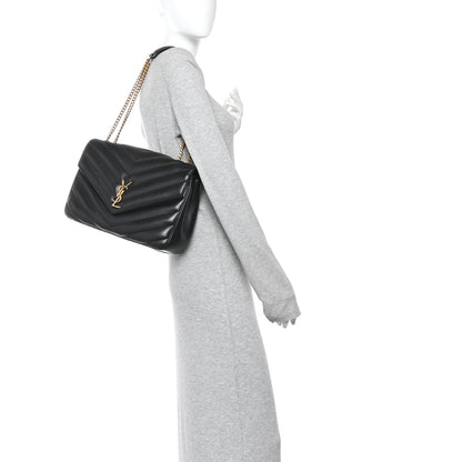 Lambskin Quilted Monogram Large Loulou Black