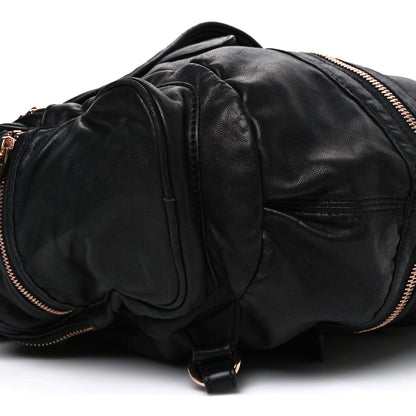 Lambskin Marti Backpack Bag Washed Black Rose Gold Hardware