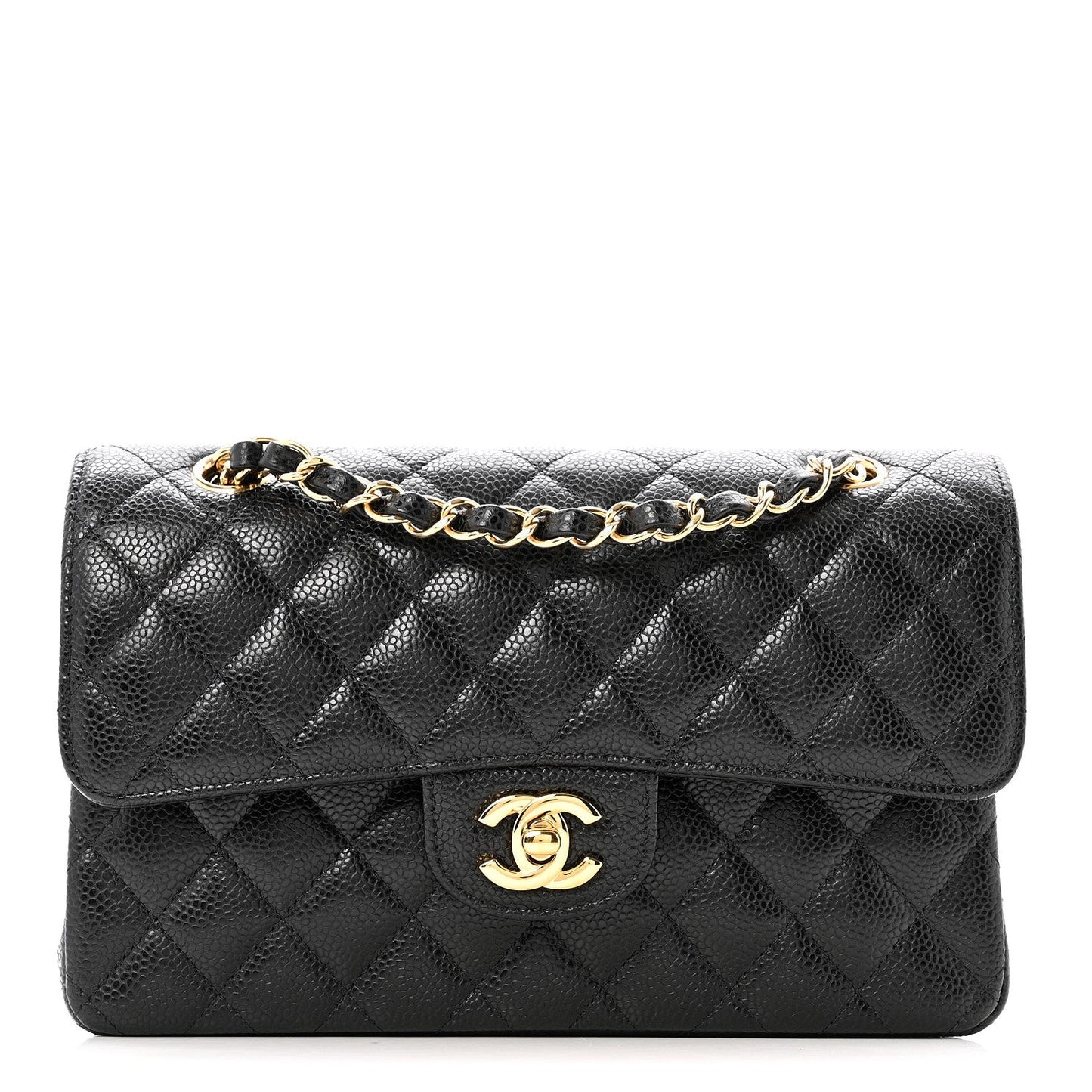 Caviar Quilted Small Double Flap Black