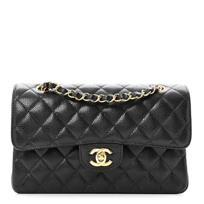 Caviar Quilted Small Double Flap Black