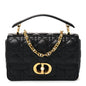Calfskin Cannage Small Dior Jolie Top Handle Black
