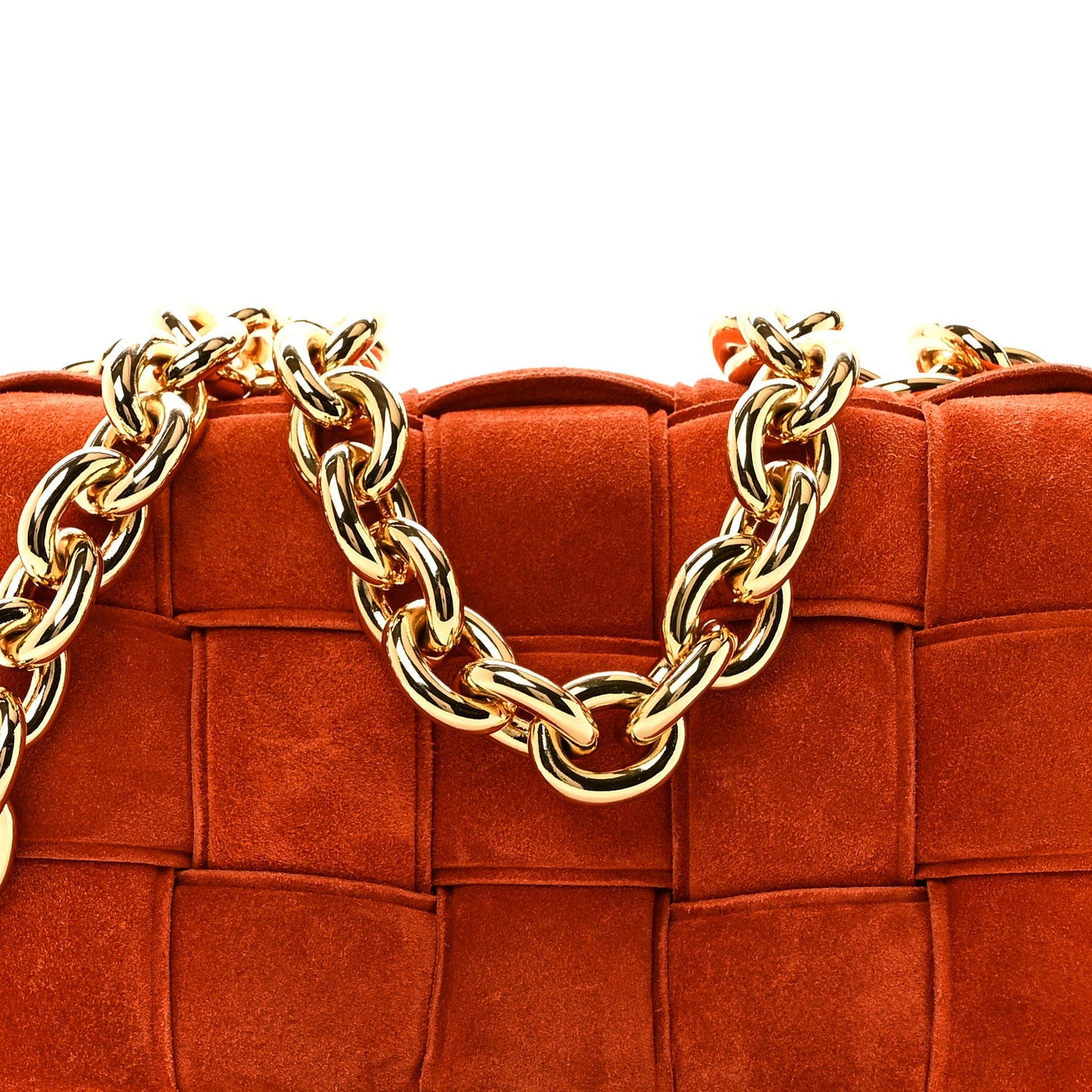 Suede Maxi Intrecciato Padded Chain Cassette Crossbody Bag Maple
