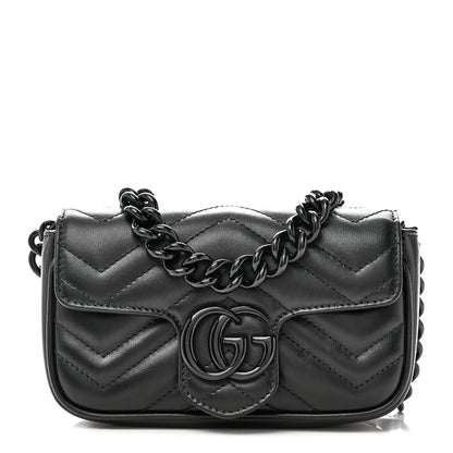 Calfskin Matelasse Monochrome GG Marmont Chain Belt Bag Black