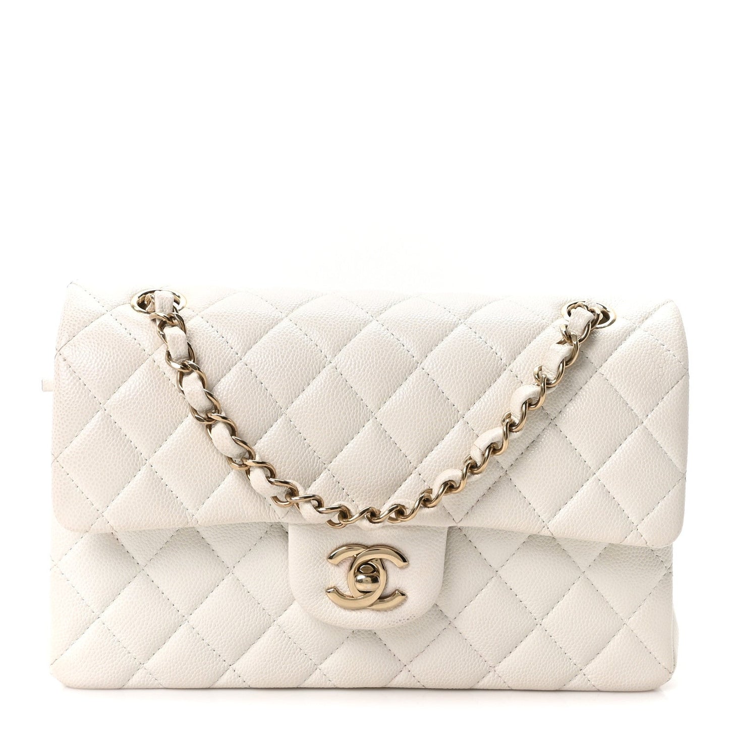 Caviar Quilted Small Double Flap White