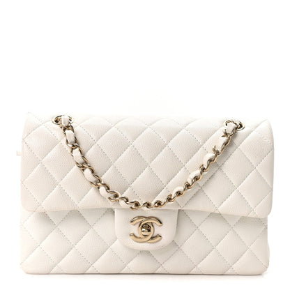 Caviar Quilted Small Double Flap White