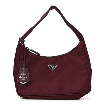 Tessuto Nylon Saffiano Mini Re-Edition 2005 Bag Bordeaux