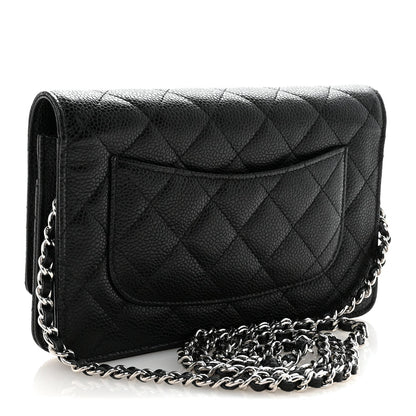 Caviar Quilted Wallet on Chain WOC Black
