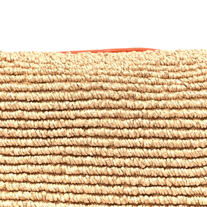 Raffia Calfskin Small Loop Top Handle Natural Burned Orange