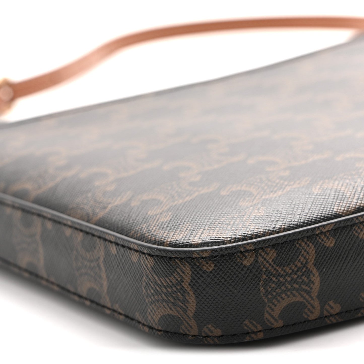 Triomphe Canvas Calfskin Medium Croque Bag Tan