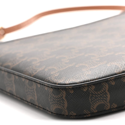 Triomphe Canvas Calfskin Medium Croque Bag Tan