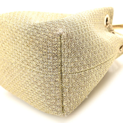 Metallic Woven Bon Bon Bag Champagne