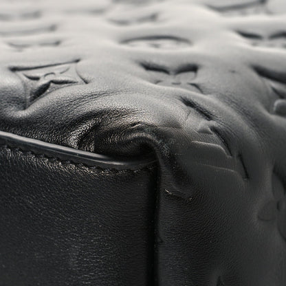 Lambskin Embossed Monogram Coussin Hobo MM Black