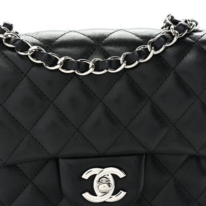 Lambskin Quilted Mini Square Flap Black