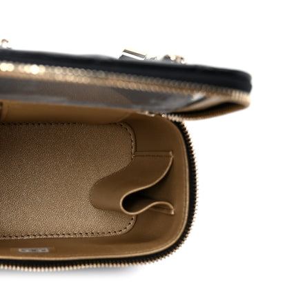 Lambskin Quilted Mini CC Crush Vanity Case With Chain Black