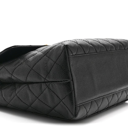 Caviar Quilted Jumbo Kelly Flap Black