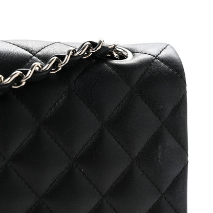 Lambskin Quilted Medium Double Flap Black