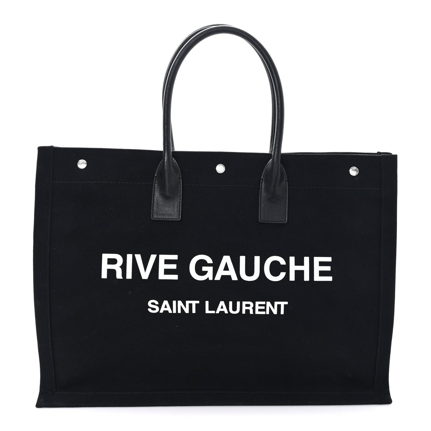 Linen Calfskin Rive Gauche Tote Black