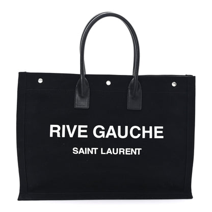 Linen Calfskin Rive Gauche Tote Black