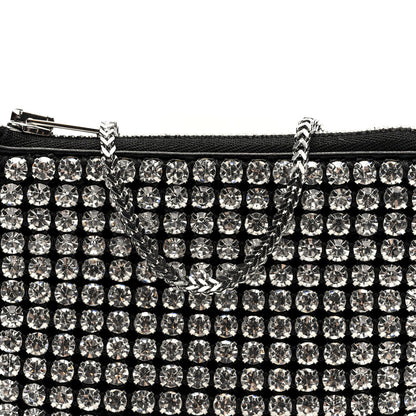 Mesh Crystal Rhinestone Nano Heiress Shoulder Bag Black Silver