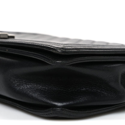 Lambskin Quilted Large Boy Flap Black
