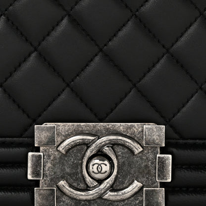 Lambskin Quilted New Medium Boy Flap Black