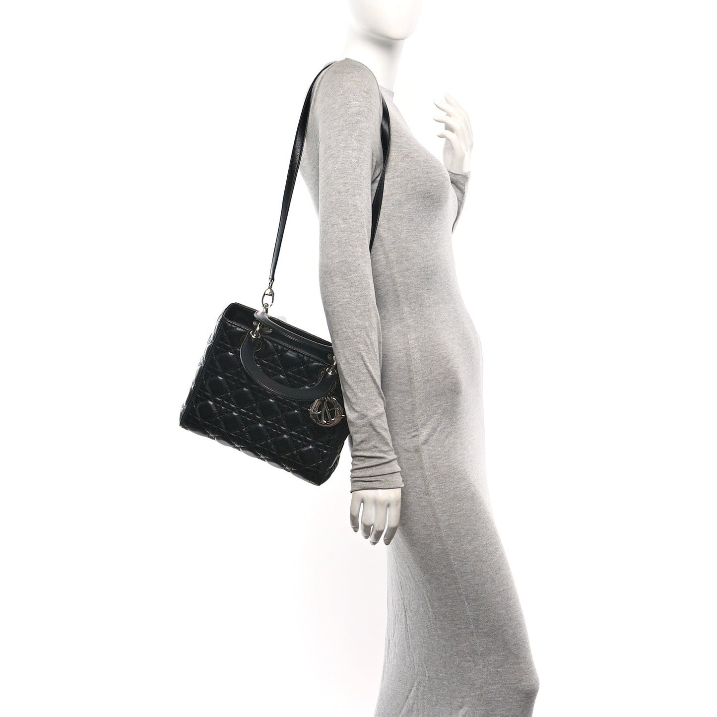 Lambskin Cannage Medium Lady Dior Black
