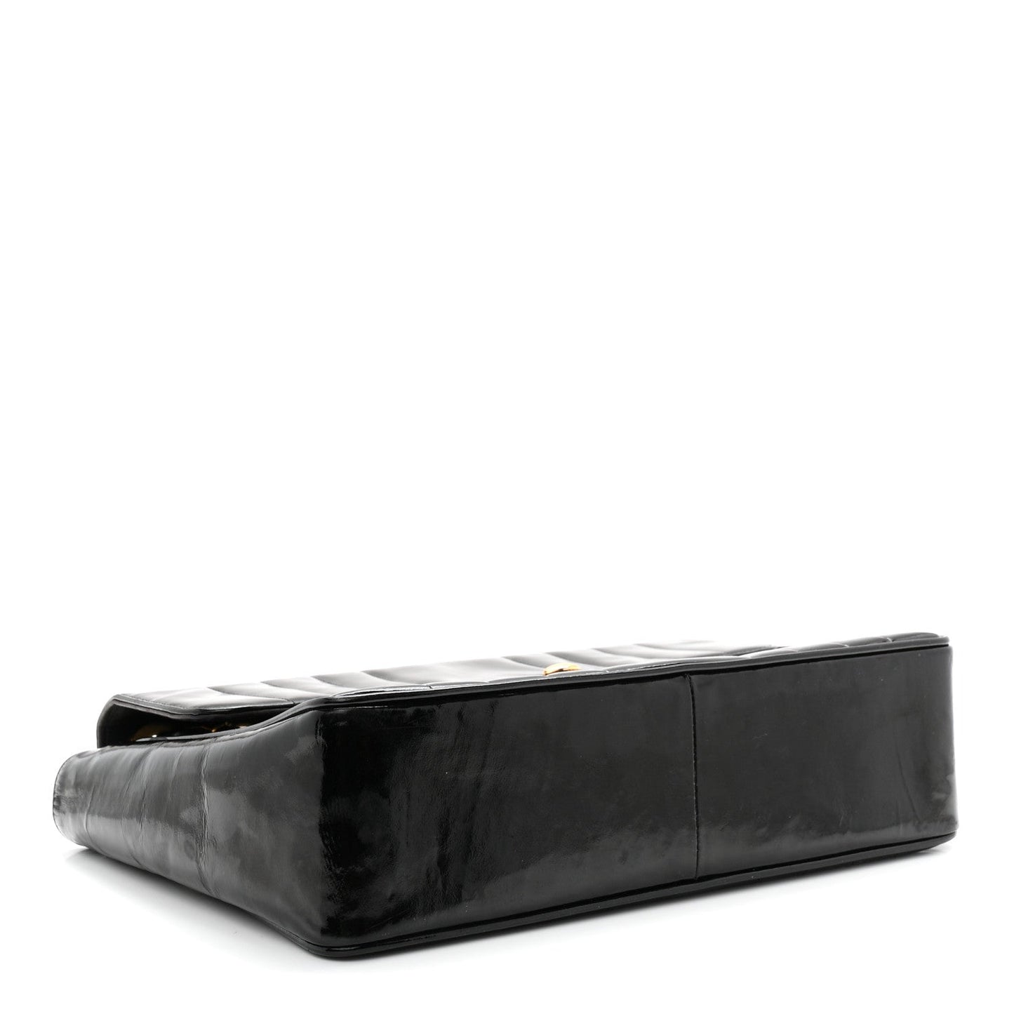 Patent Vertical Quilted Jumbo Single Flap Black