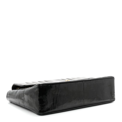 Patent Vertical Quilted Jumbo Single Flap Black