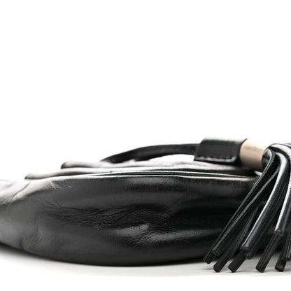 Lambskin Tassel Hobo Black