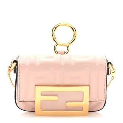 Nappa Matisse FF Embossed Nano Maxi Buckle Baguette Charm Rosa Quarzo