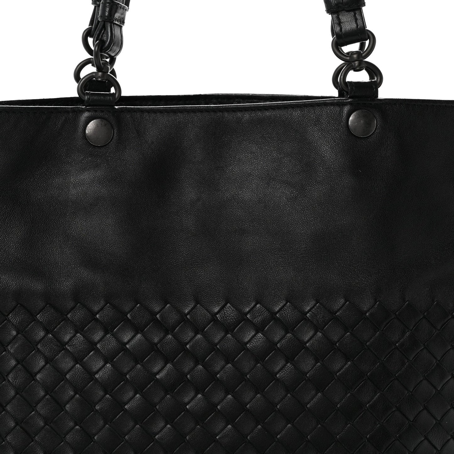 Nappa Intrecciato Flat Shoulder Bag Black