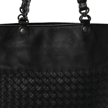 Nappa Intrecciato Flat Shoulder Bag Black