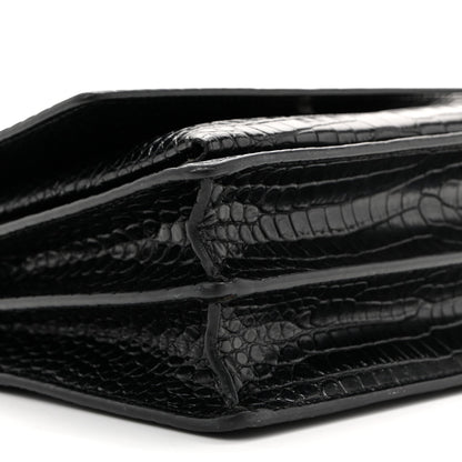 Calfskin Crocodile Embossed Medium Monochrome Monogram Sunset Black