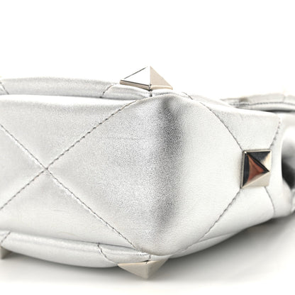 Nappa Medium Roman Stud Shoulder Bag Silver