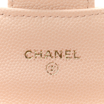 Caviar Quilted Mini Clutch With Chain Light Beige