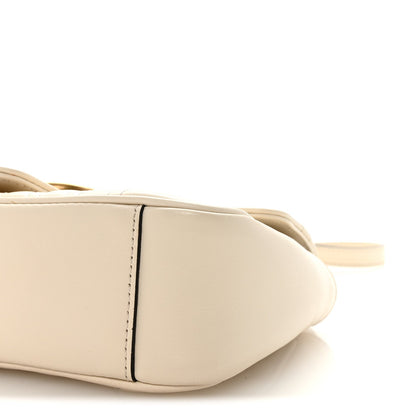Calfskin Matelasse Mini GG Marmont Shoulder Bag White