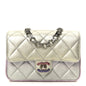 Gradient Metallic Calfskin Quilted Clutch Silver Blue Yellow Purple