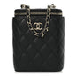 Caviar Quilted Small Vertical Coco Beauty Vanity Case With Chain Black