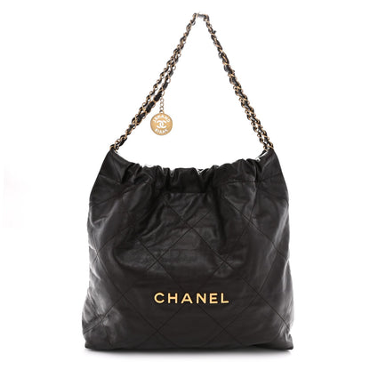 Shiny Calfskin Quilted Small Chanel 22 Dark Brown