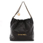 Shiny Calfskin Quilted Small Chanel 22 Dark Brown