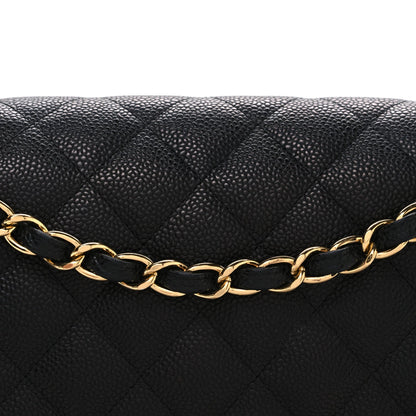 Caviar Quilted Jumbo Double Flap Black