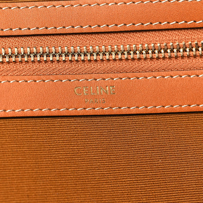 Triomphe Canvas Calfskin Medium Flat Shopper Tote Yellow Navy