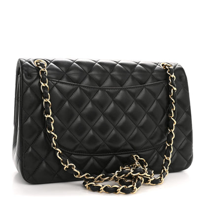 Lambskin Quilted Jumbo Double Flap Black