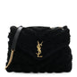 Shearling Y Quilted Monogram Medium Loulou Chain Satchel Black
