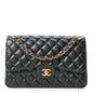 Lambskin Quilted Jumbo Double Flap Black