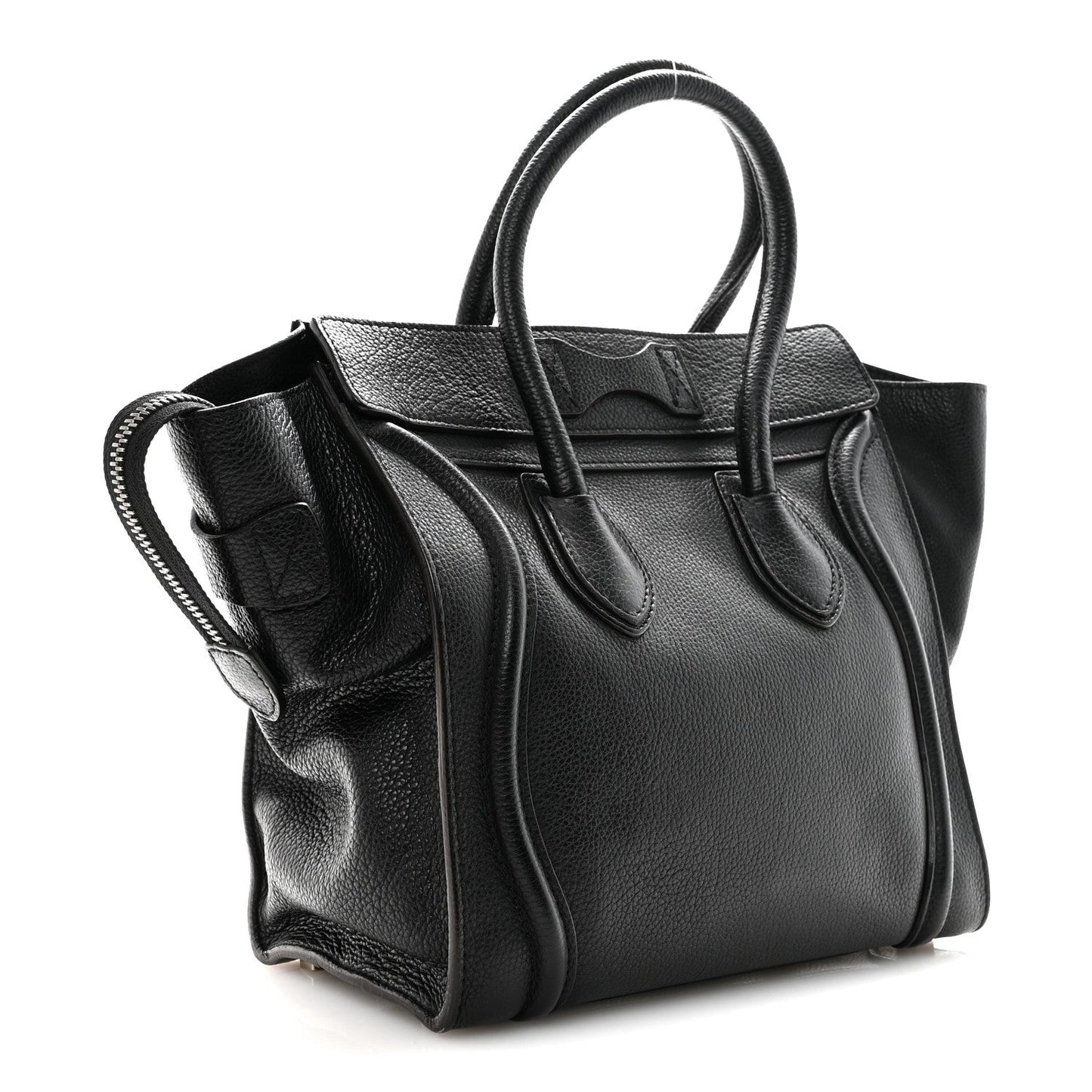 Drummed Calfskin Micro Luggage Black